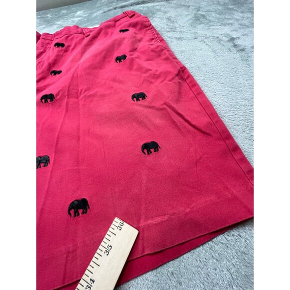 Orvis Mens 42 Red Embroidered Elephant Pattern Short Cotton RN70534 Golf Fishing - Picture 8 of 11